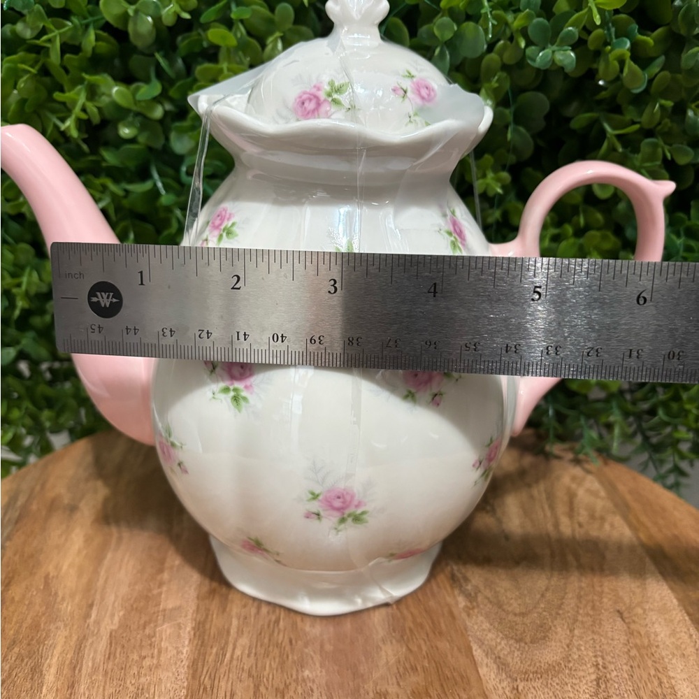Grace Teaware NWT Pink Rose Floral Porcelain Teapot - Picture 7 of 7